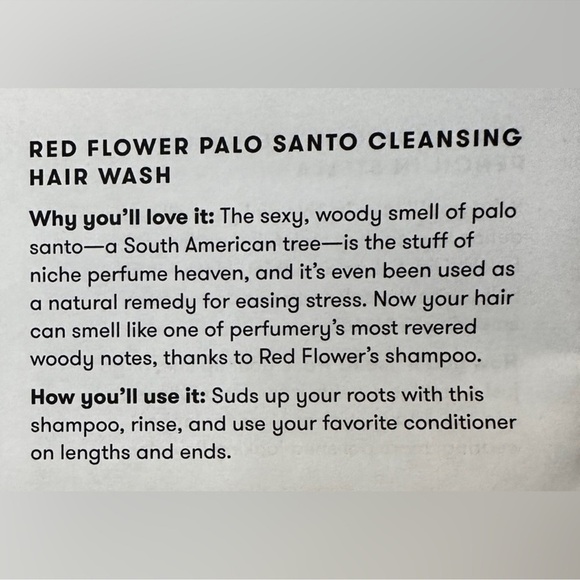 RED FLOWER Cleansing Hair Wash Shampoo with Palo Santo & B Vitamins 1.35 Fl Oz - Picture 5 of 6